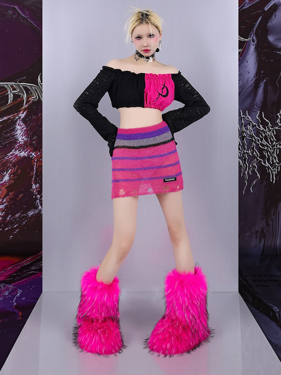 Impact Color Stripe Strick Top & Rock
