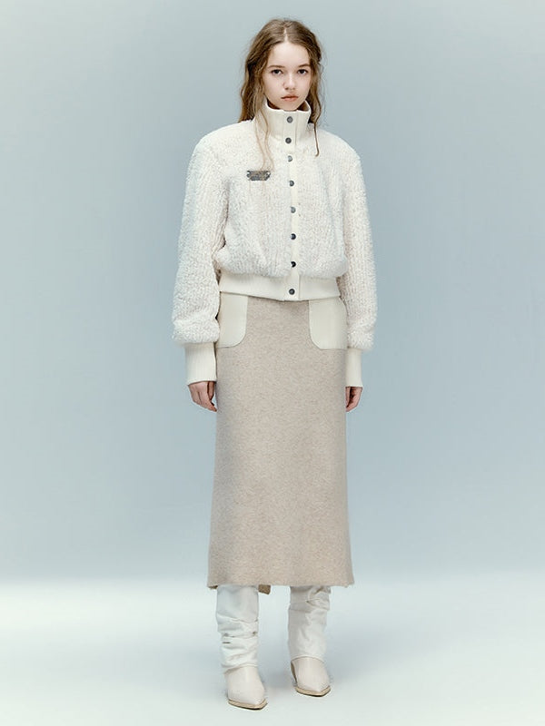 Jupe en cuir en tricot