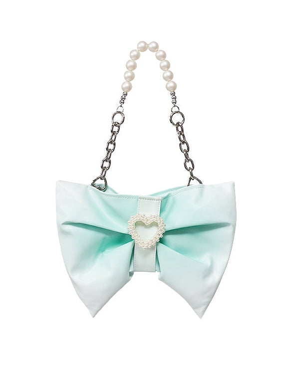 Bow One Shoulder Gradient Pleated Bag