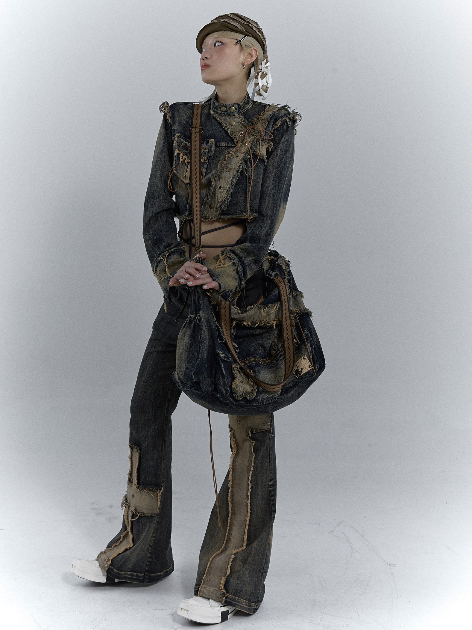 Heavy Industrial Washing Large Denim Shoulder Bag