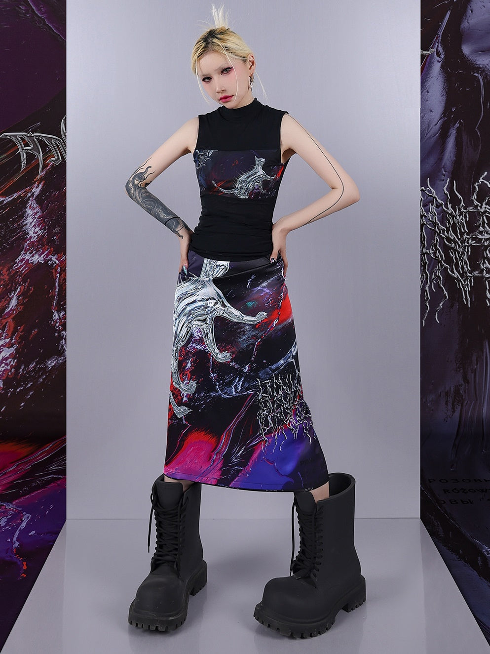 Psychedelic Mesh Sleeveless Top