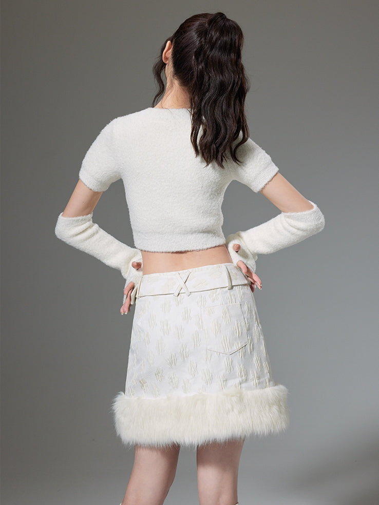 Jacquard Soft Frayed 치마