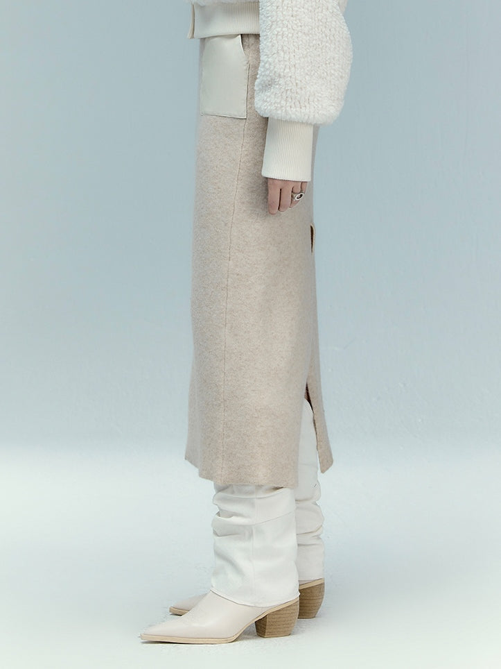 Jupe en cuir en tricot