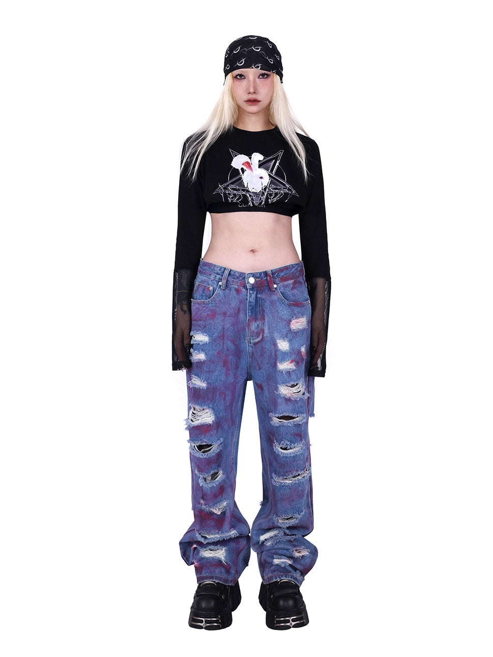 Ultra-rippte geschlechtlose lose Jeans