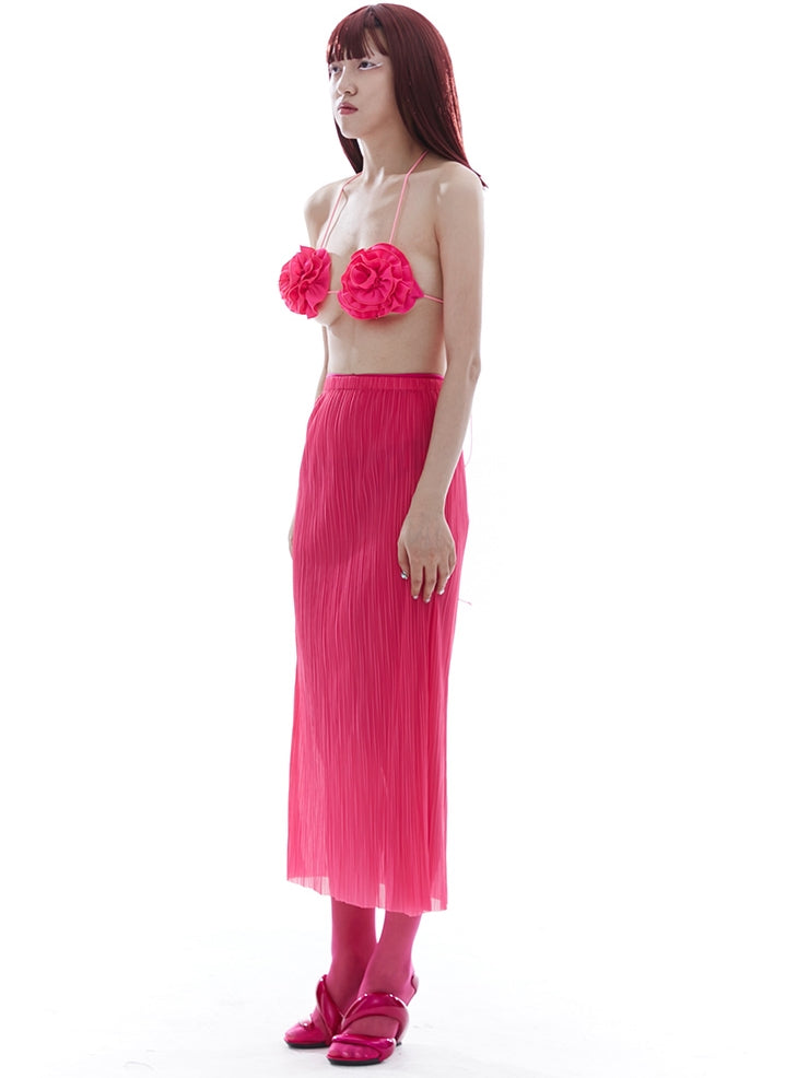 Pleated Sleeveless Top & Skirt Setup