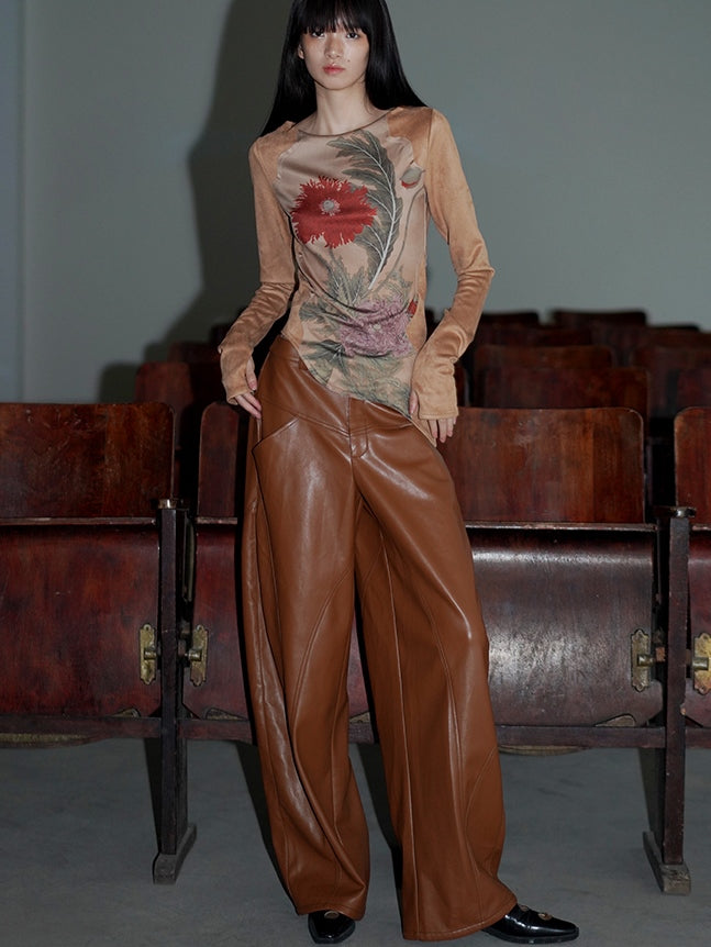 LOOSE STRAIGHT LEATHER PANTS