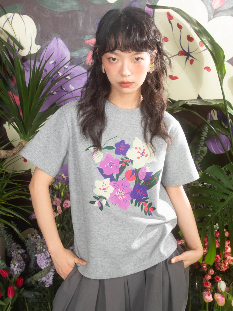 SAKURA PRINT LOOSE SLEEVE T-SHIRT
