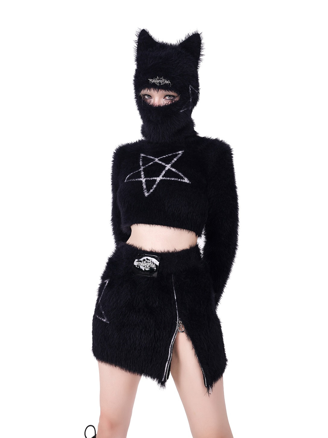 오각형 슬림 짧은 니트 & 스커트