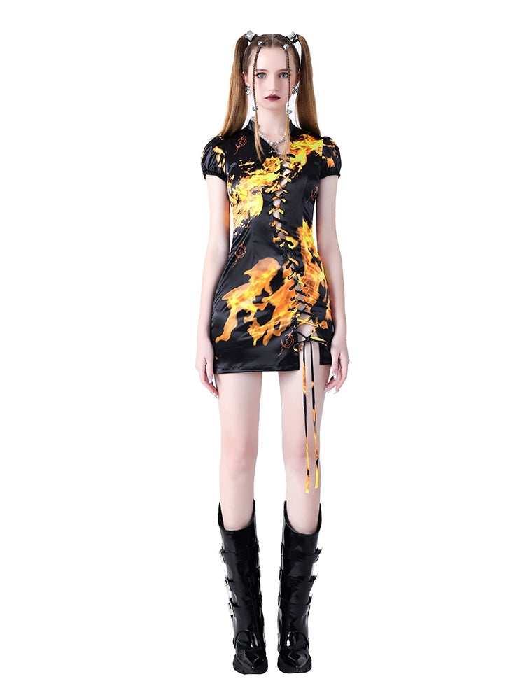 Flamme chinesischer Gurtkleid