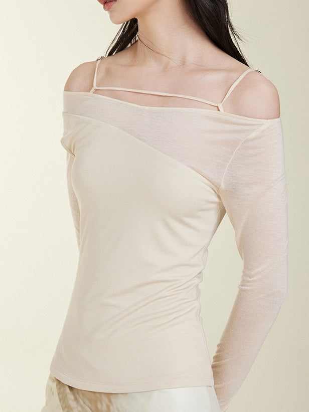 Fake Two ONE-WORD COLLAR BOTTOMING T-SHIRTS