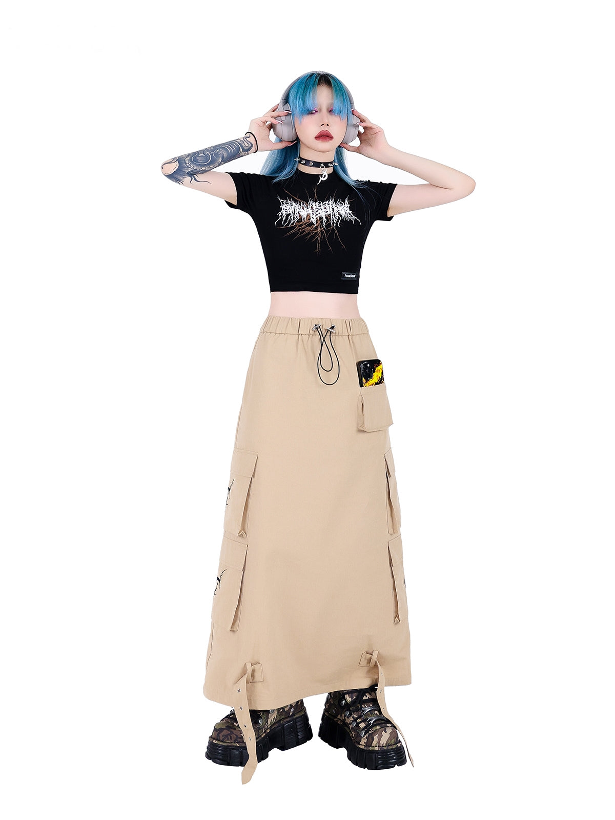 Multi-pocket Functional Workwear Skirt