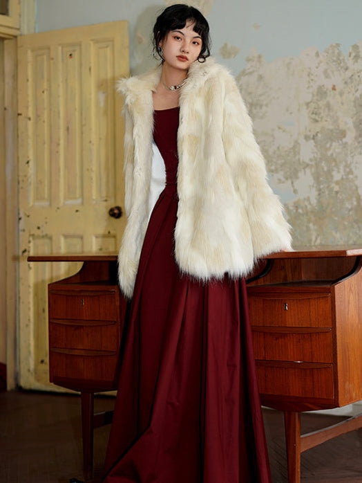Mid-LENGTH LOOSE FUR COAT