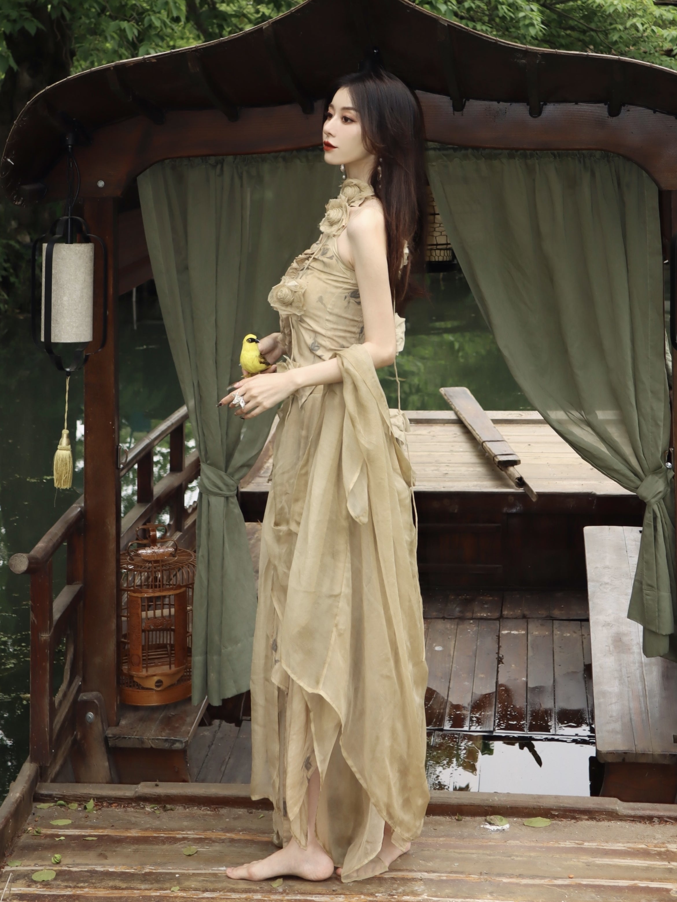 실크 A- 라인 치마