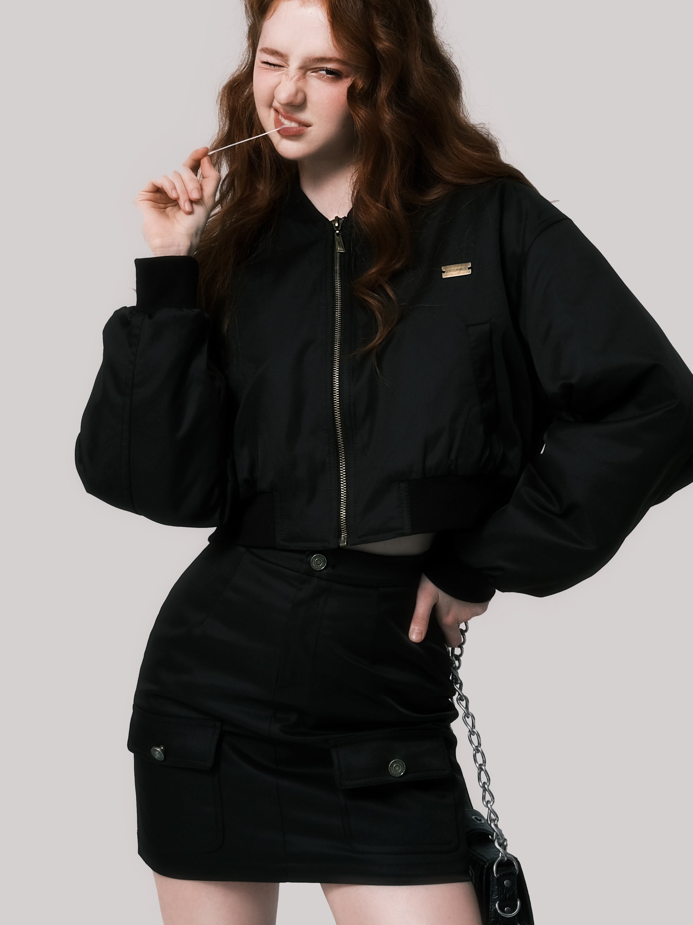 Jacket et jupe courte de baseball matelassé