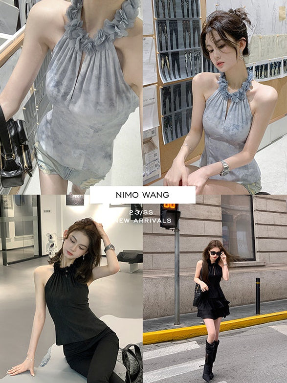 Hanging Neck SleevelessTop & Cake Skirt