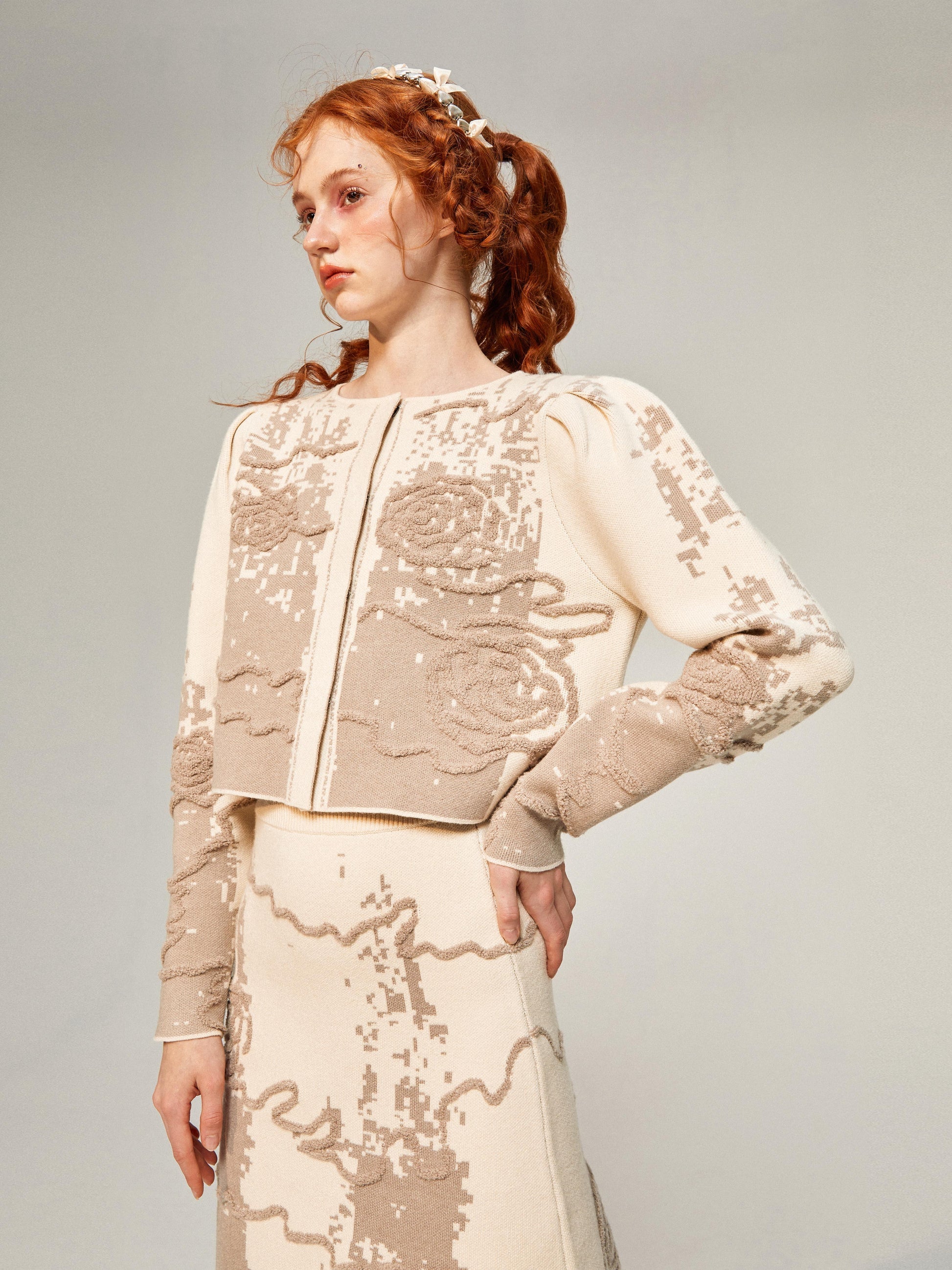 Jacquard Knitted Jacket & Skirt