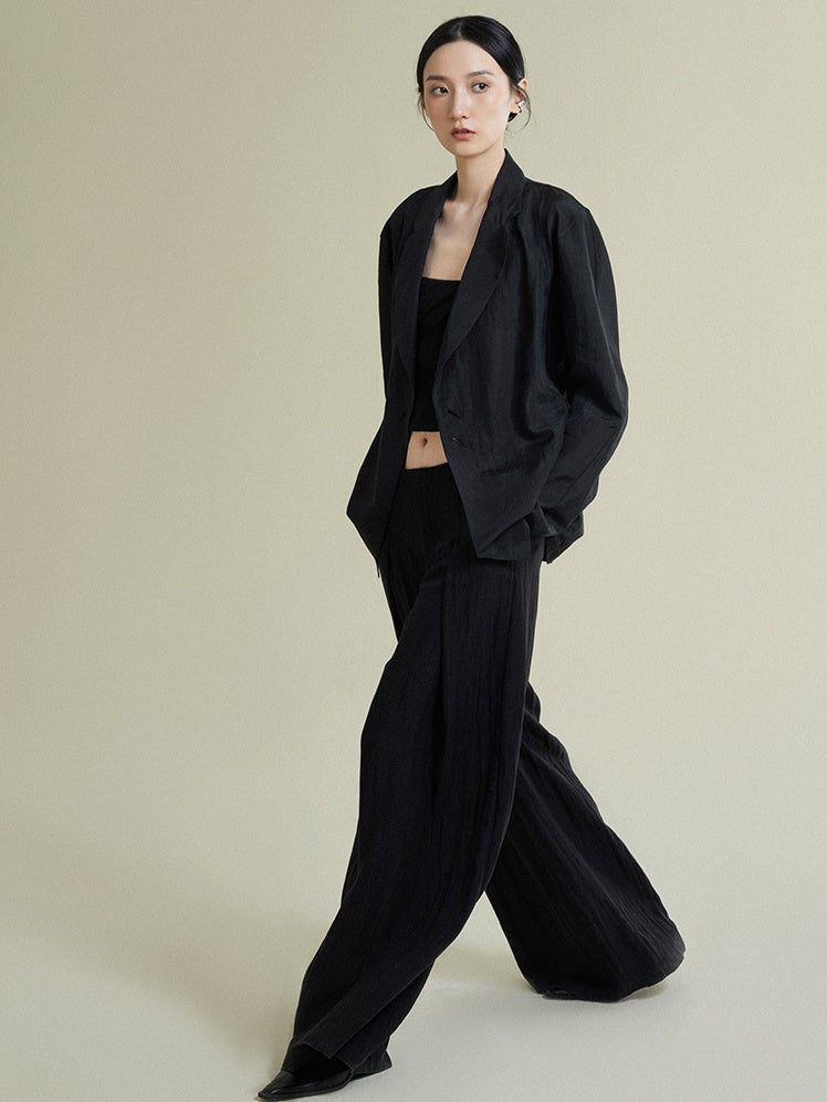 High-Low Drop Waist Wide-Leg Pants