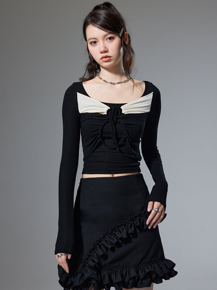 Quadratische Hals mit langem Märm von Bodhemd