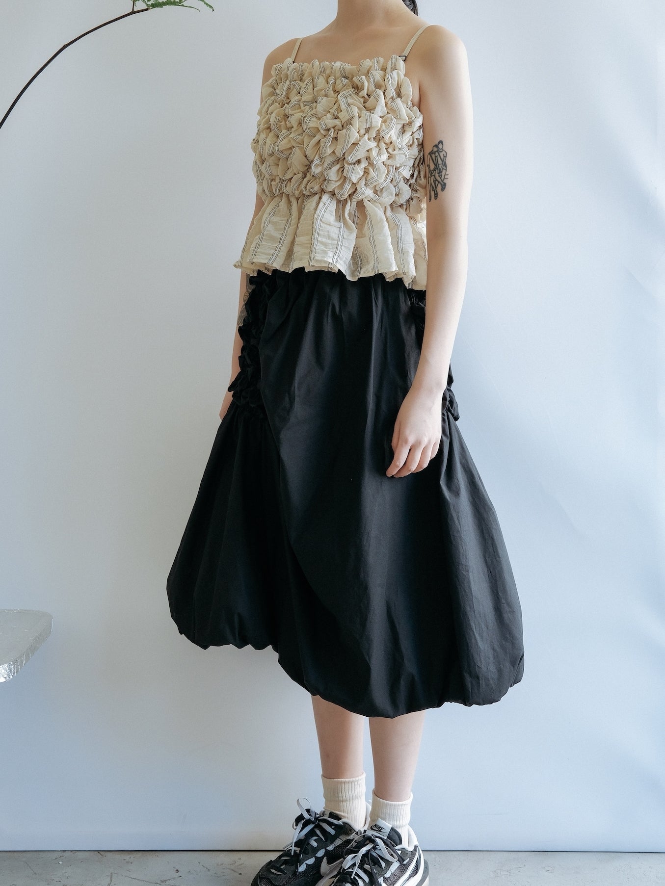 Asymmetric Pleated A-Line Skirt
