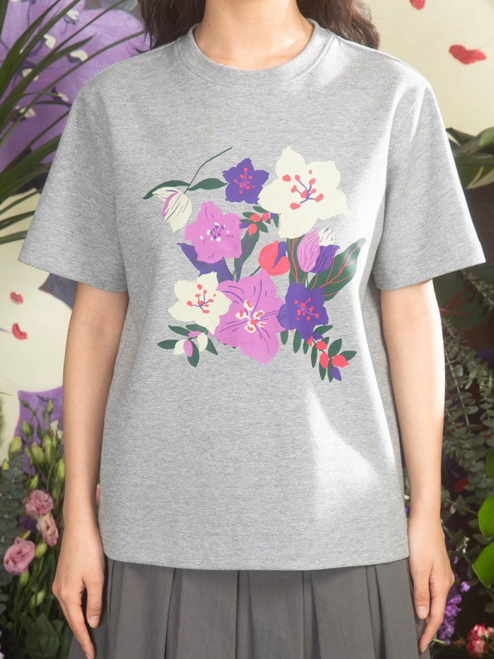 SAKURA PRINT LOOSE SLEEVE T-SHIRT