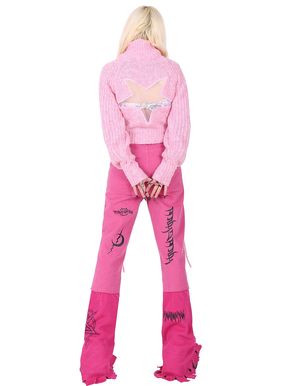 Pentagrammausschnitt heißer Mädchenpullover