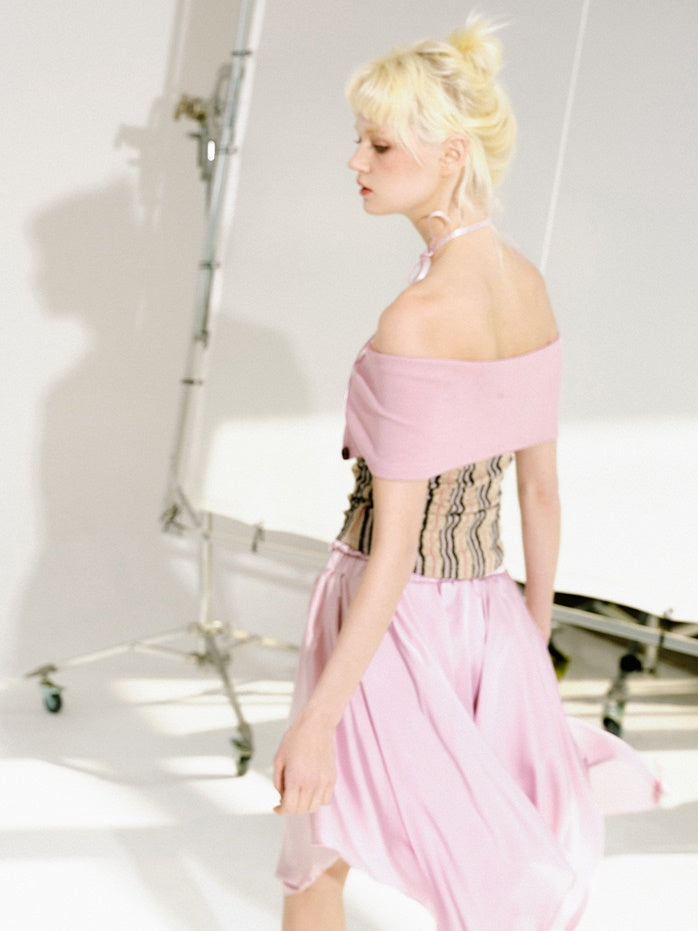 Multi Stripe Off Shorter Short Top