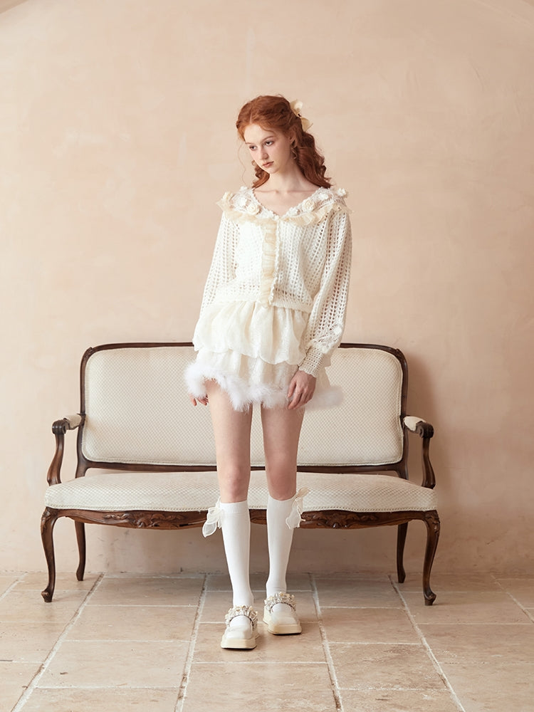 Cardigan en tricot rose à calibre bas douce