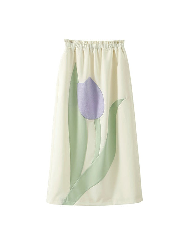 Tulip Bow Short-Sleeed Top & Skirt