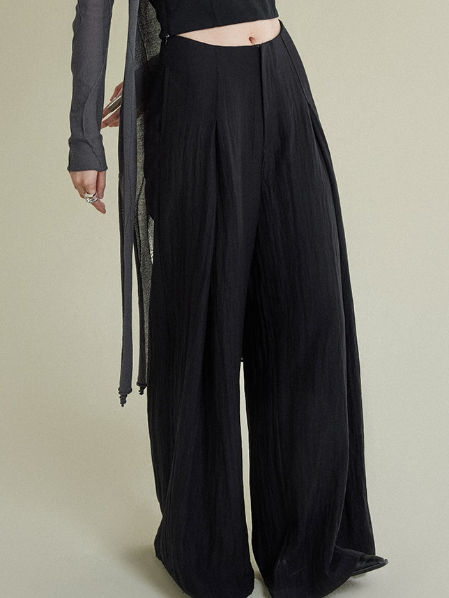 High-Low Drop Waist Wide-Leg Pants