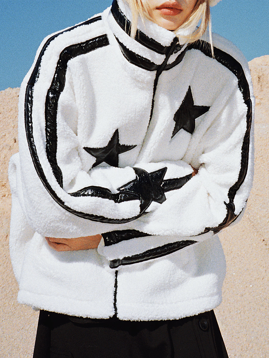 Patent-Leder-Pentagramm Boa-Mantel