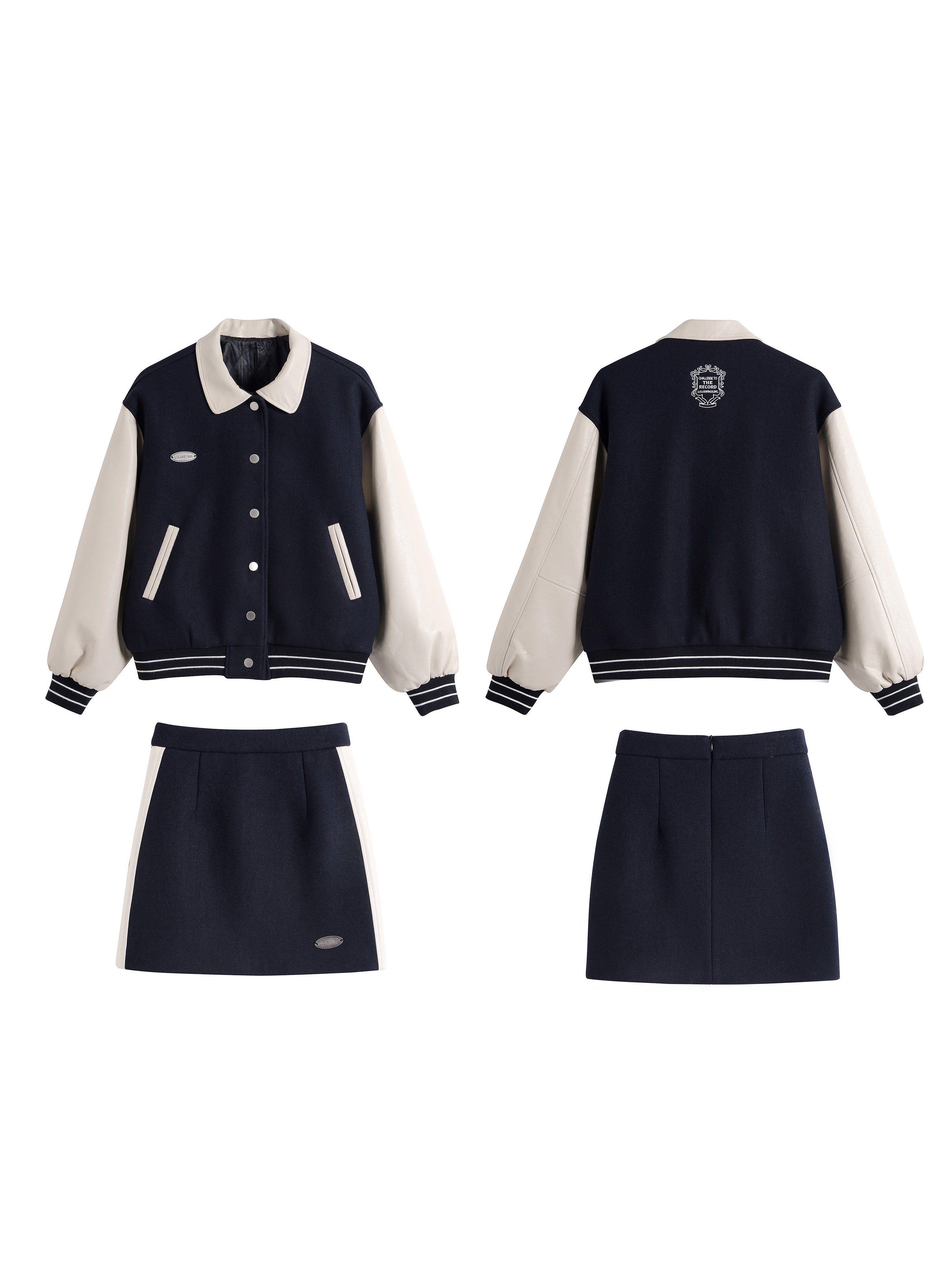 Wool Quilted Baseball Jacket & Skirt