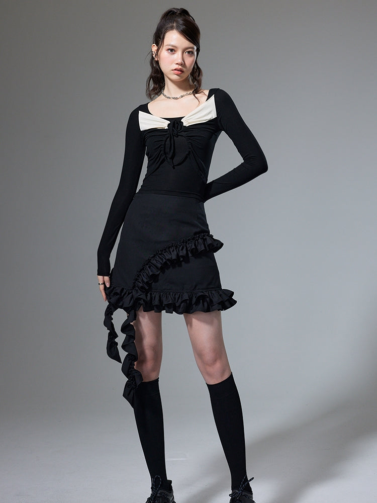 Quadratische Hals mit langem Märm von Bodhemd