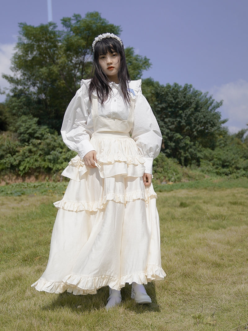 Abgestufte Retro Retro Fluffy Maid Ein Stück