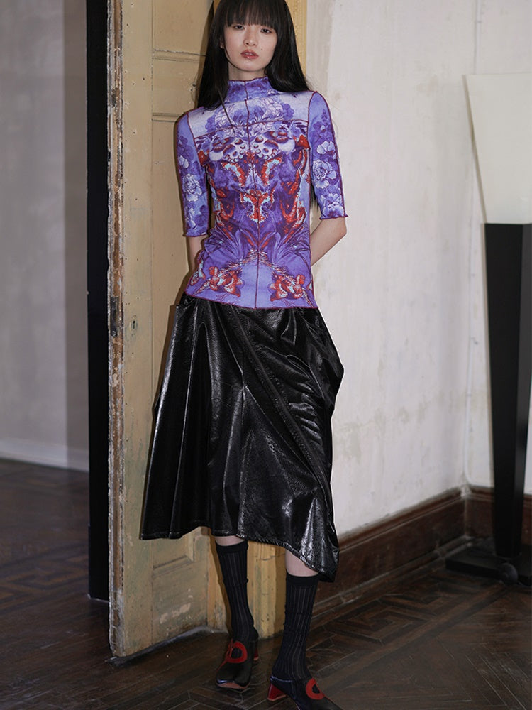 PU Leder asymmetrische Weitbein-Culottes