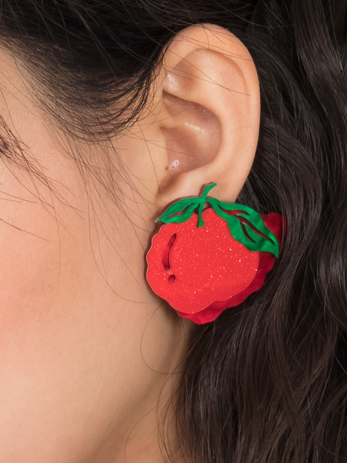 Apple Pattern Asymmetric Earrings