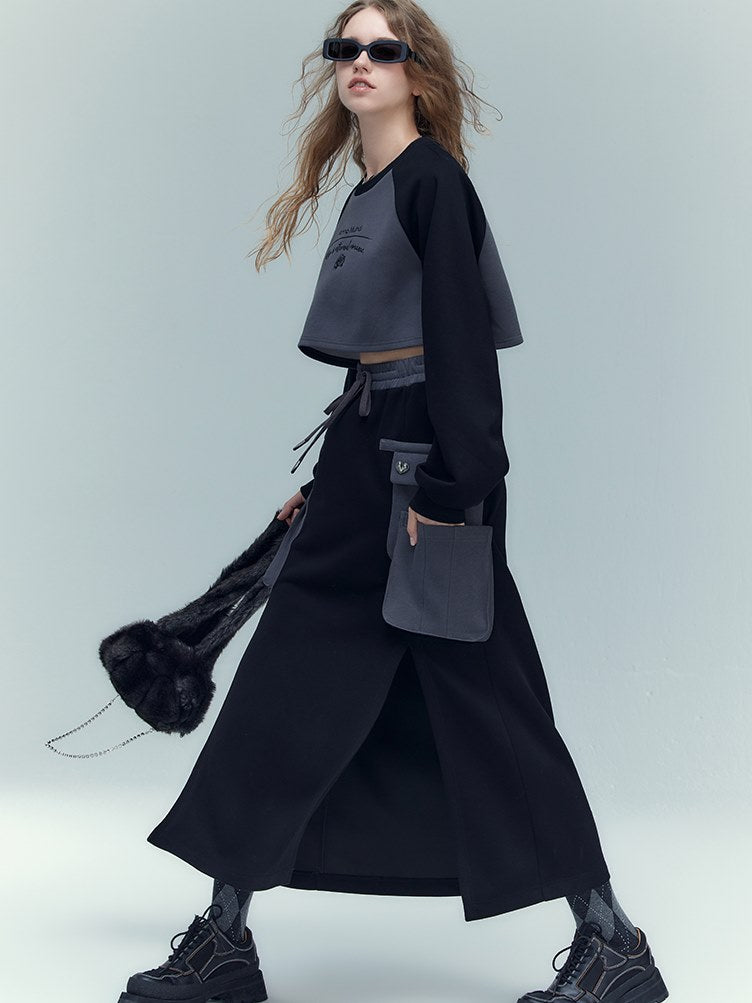 Sweat court et longue configuration de jupe