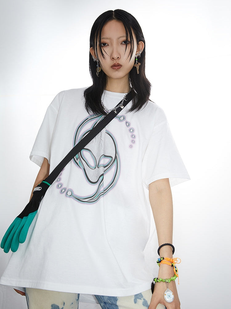 인쇄 된 짧은 슬리브 티셔츠