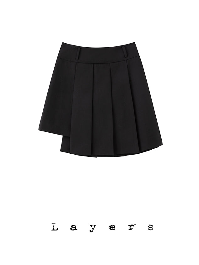 BOX-PLEATS WRAP Short Skirt