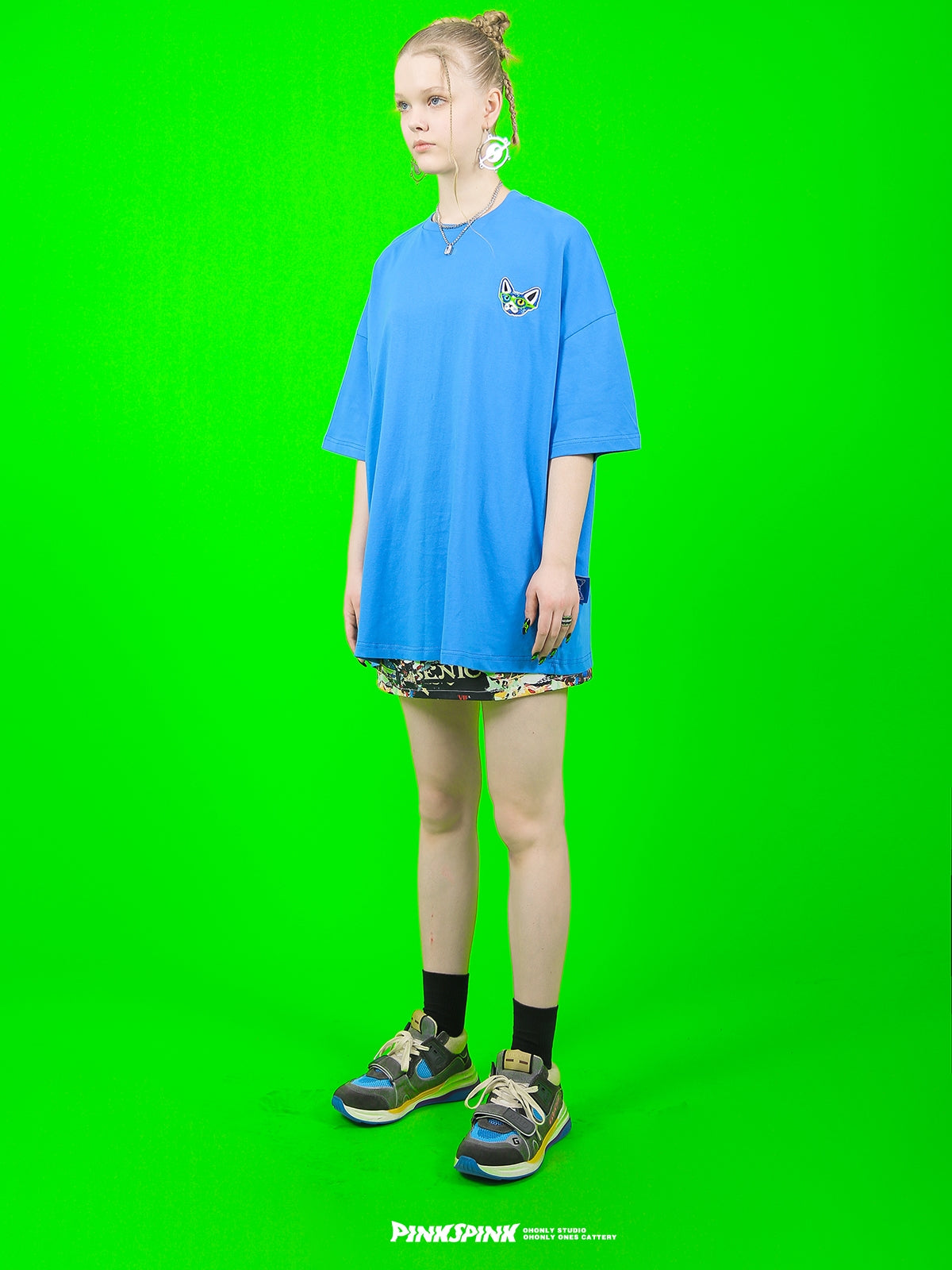 개 OnePoint 오버 사이즈 캐주얼 T 셔츠