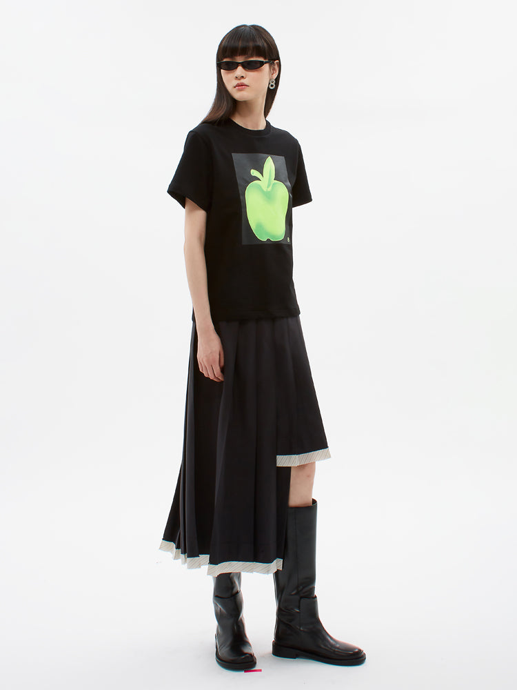 Gradient Summer Apple Print T-Shirt