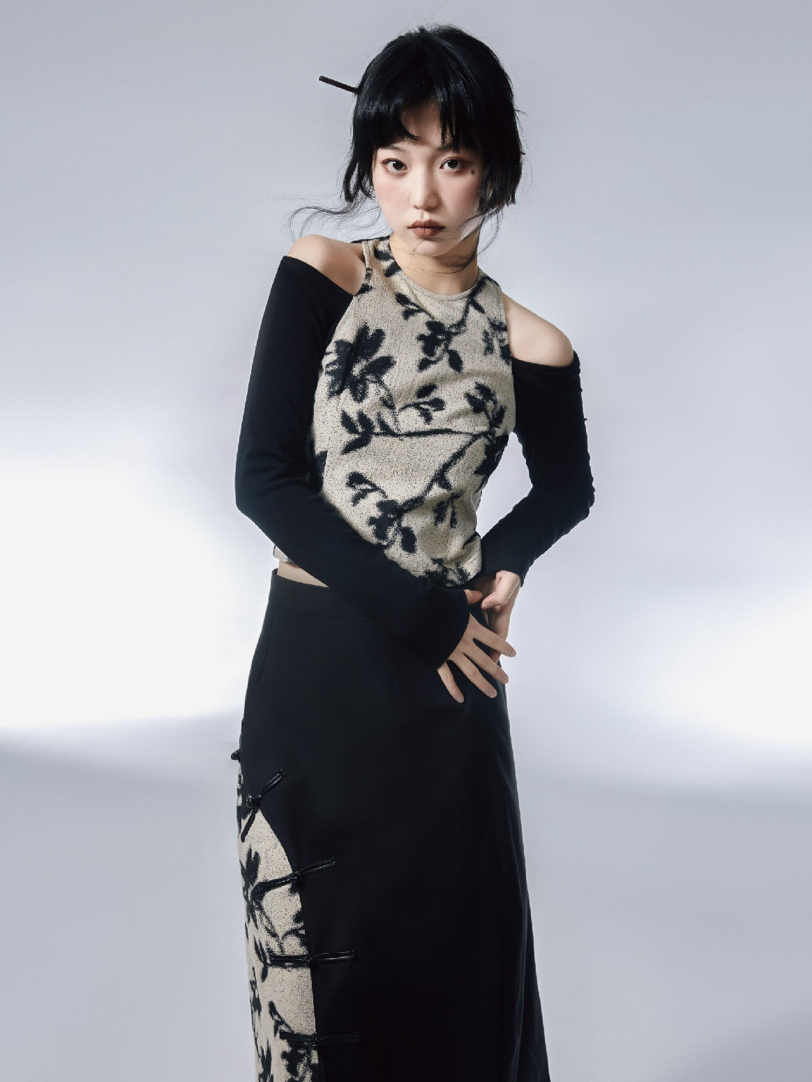 Flower Retro Unique Tight OPNE-SHOULDER CUTSEW