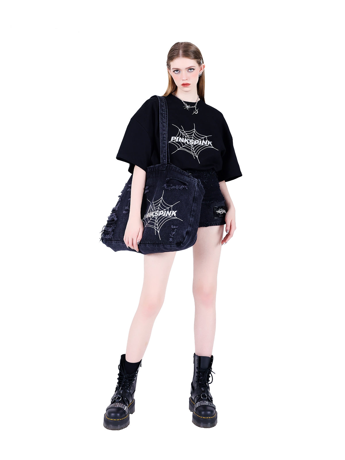 거미 Y2K 데님 백