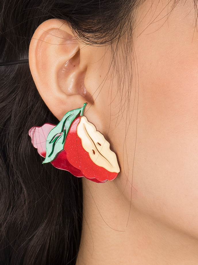 Apple Pattern Asymmetric Earrings