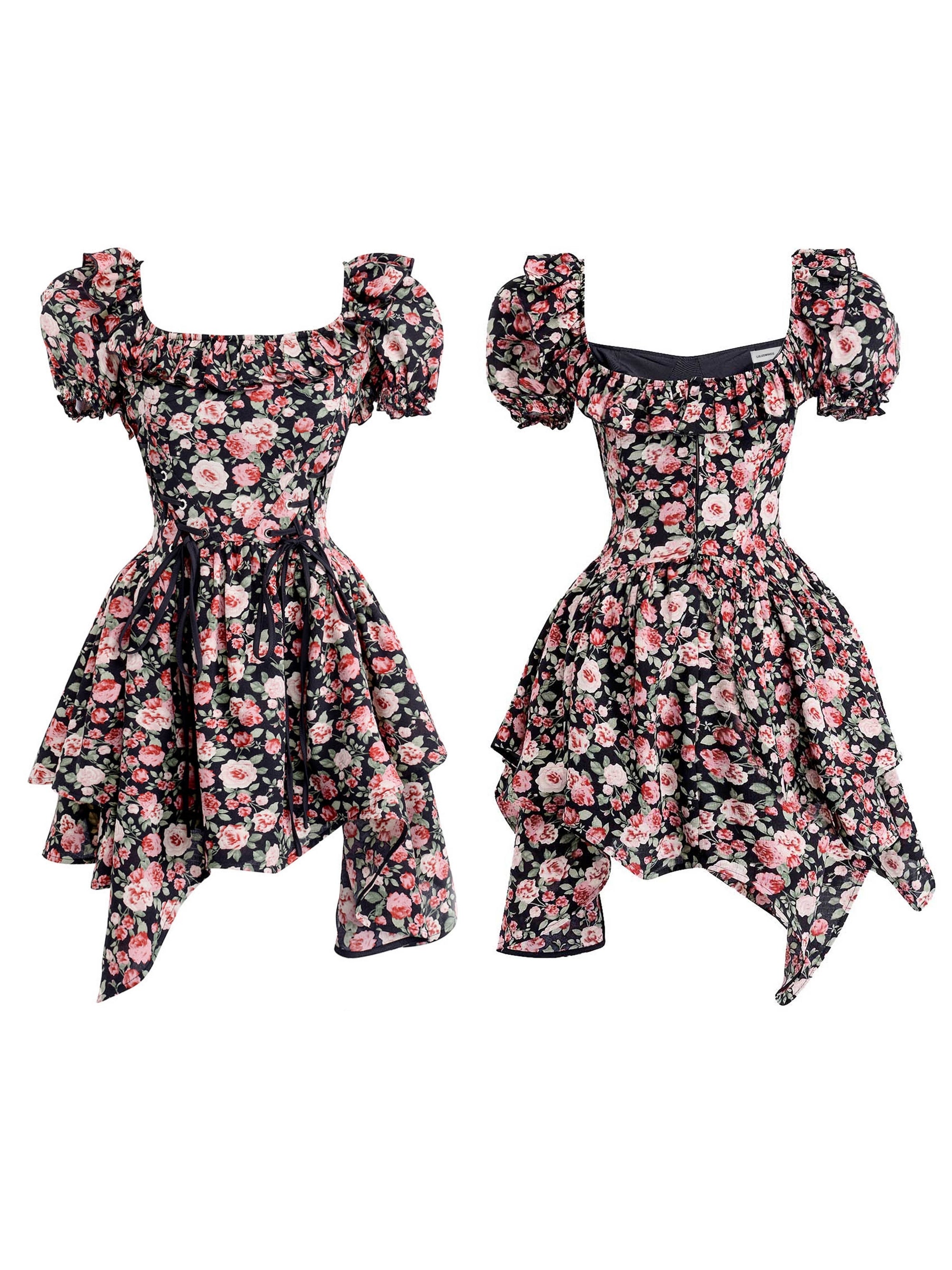 Rose Lace Waist IRREGULAR DRESS