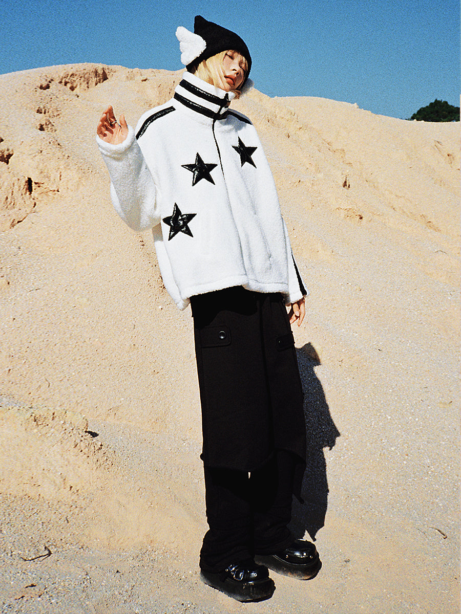 Patent-Leder-Pentagramm Boa-Mantel