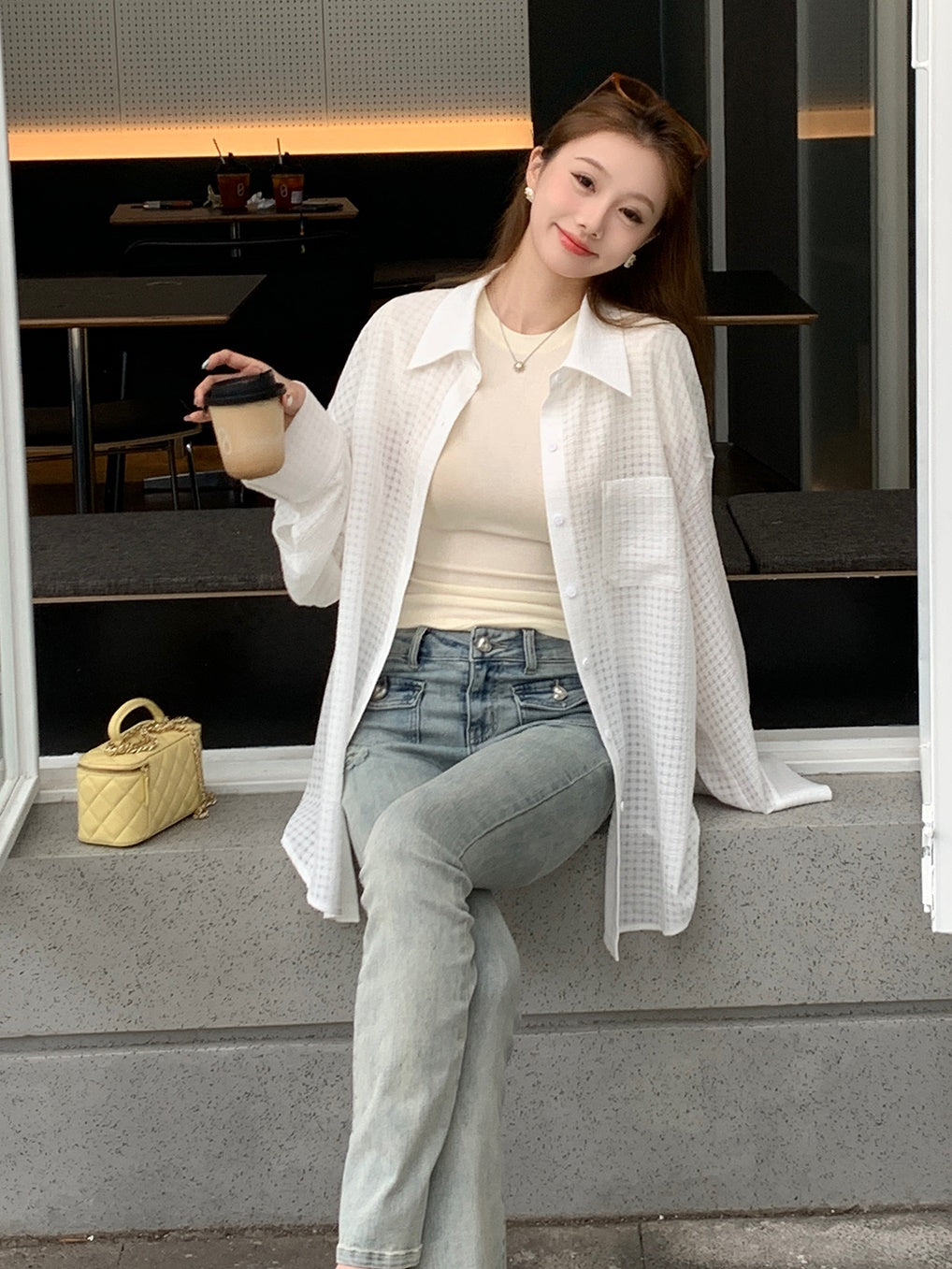 Chemise de protection solaire lâche à manches longues