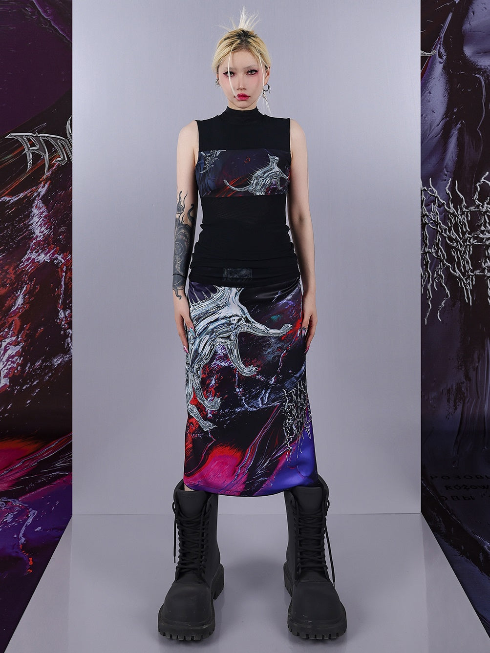 Psychedelic Mesh Sleeveless Top