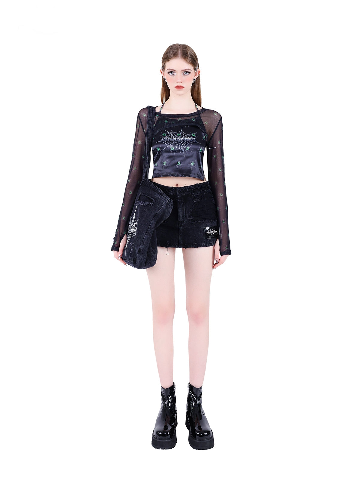 거미 Y2K 데님 백