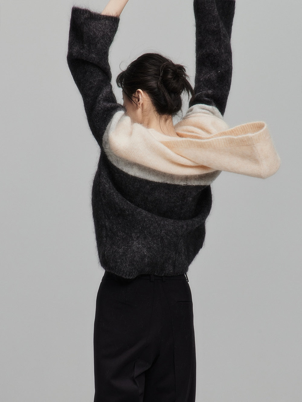 모헤어 컬러 블록 스웨터