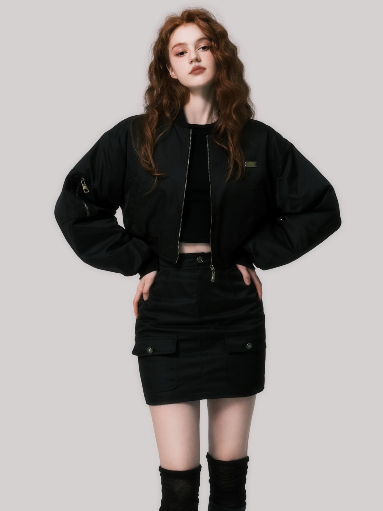 Jacket et jupe courte de baseball matelassé